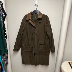 Women's Lauren Ralph Lauren green Parka coat with snap buttons Size Large